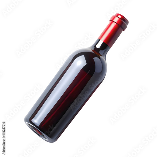 a red wine bottle top view isolated on transparent background