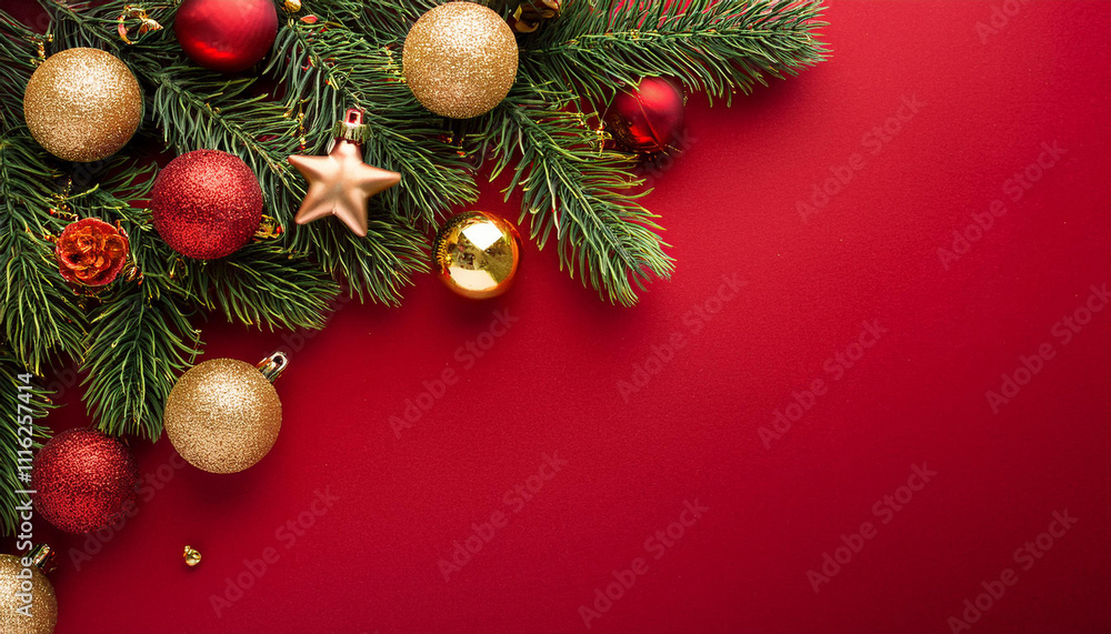 Christmas holiday banner. Christmas tree frame with ornaments Christmas holiday banner. Christmas tree frame with ornaments