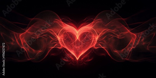 Glowing Red Heart with ECG Line on Dark Background