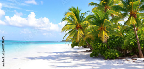 A serene tropical paradise, Gold Rock Beach in Lucayan National Park, with its pristine white sand shores gently sloping into crystal clear turquoise waters. photo