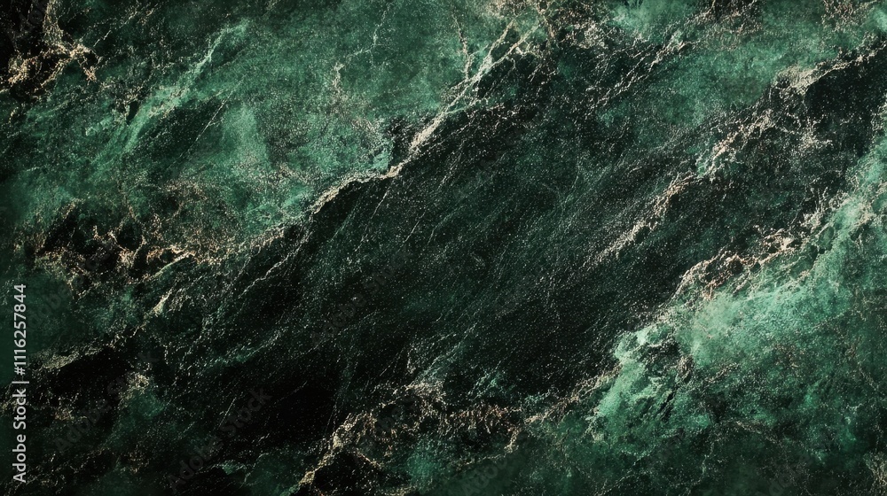 Naklejka premium Elegant dark green marble background texture with gold veining, perfect for luxury designs, digital artwork, or sophisticated branding projects