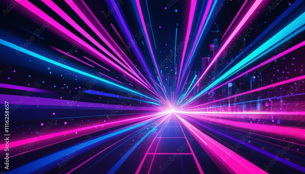 Vibrant Neon Light Burst With Pink And Blue Streaks In A Dynamic Abstract Composition Vibrant Neon Light Burst With Pink And Blue Streaks In A Dynamic Abstract Composition
