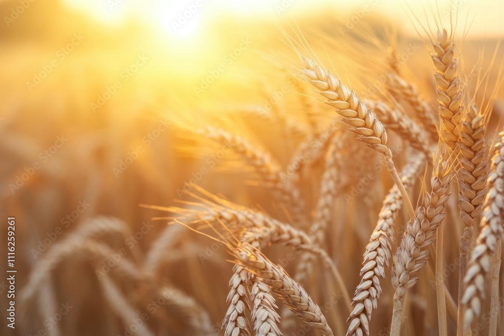 Golden wheat field illuminated by sunlight at sunset. Golden wheat field illuminated by sunlight at sunset.