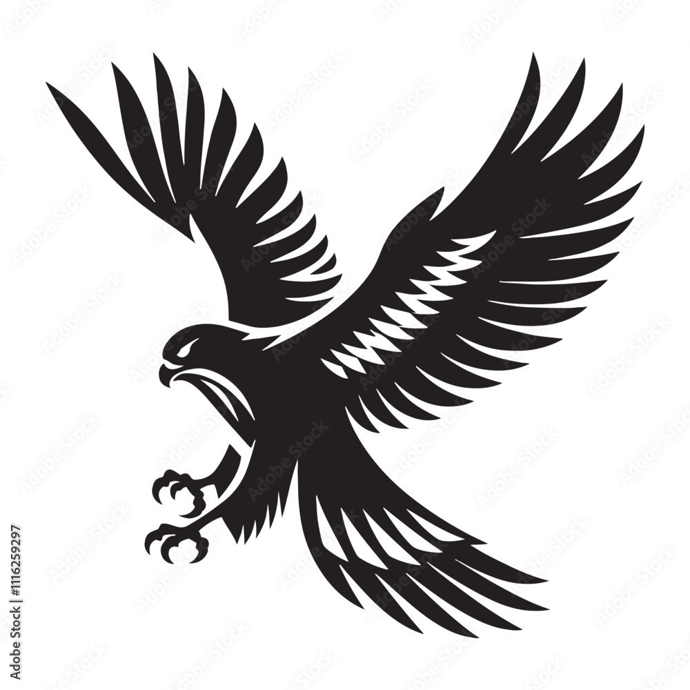 Obraz premium Detailed falcon silhouette for modern design purposes - Falcon black vector 