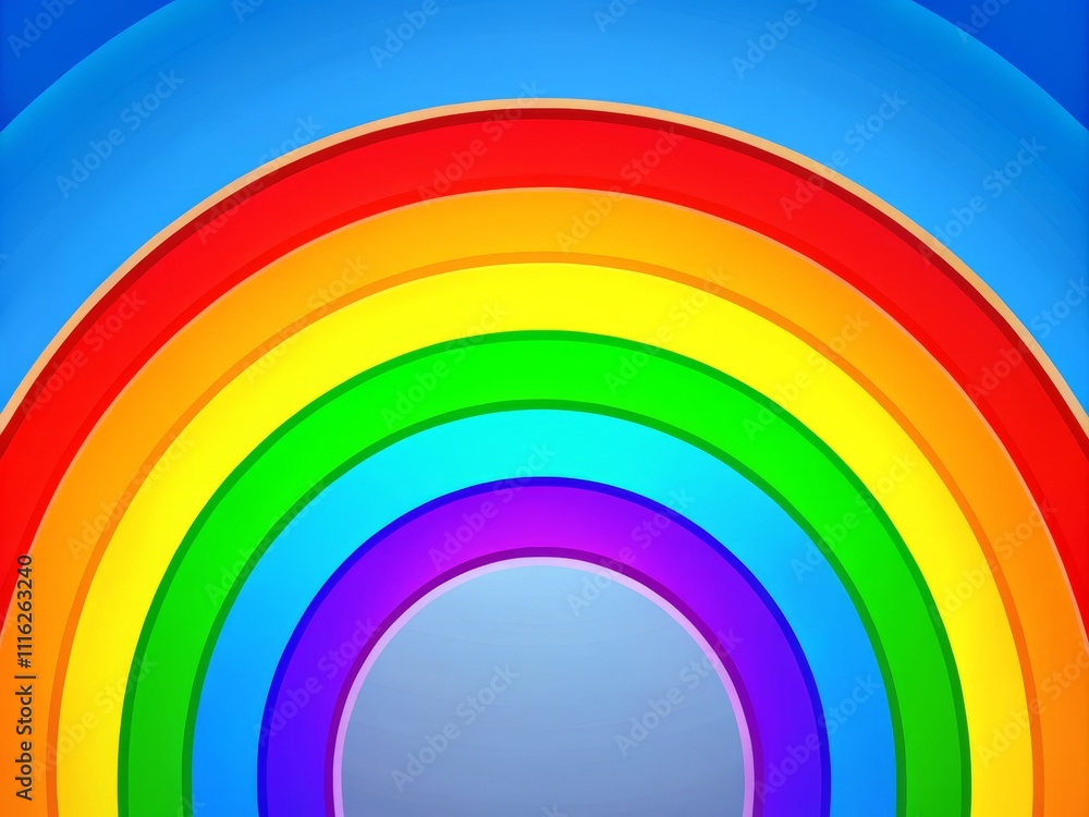 Obraz premium Vibrant Rainbow Displaying Colorful Arches in a Bright Blue Sky