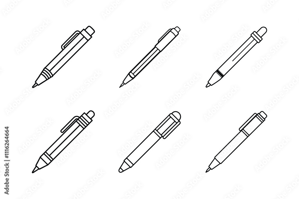 pen icon line art vector illustration, ballpoint outline design pen icon line art vector illustration, ballpoint outline design