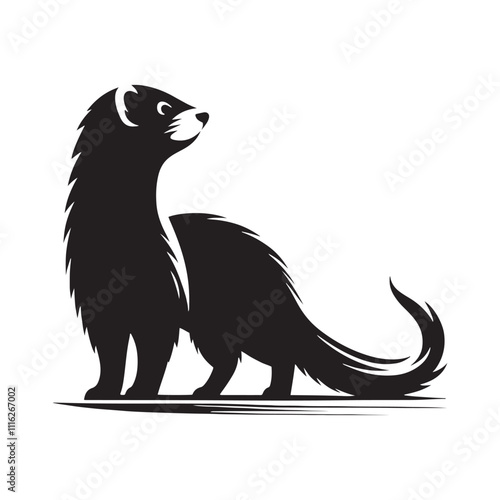 Detailed ferret silhouette for versatile artistic projects - Ferret black vector
