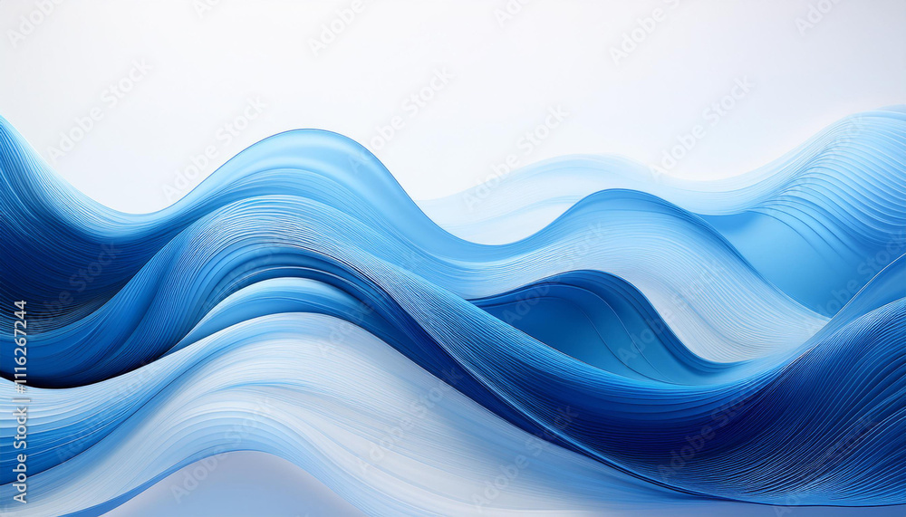 Fototapeta premium Elegant blue wave pattern on a simple white surface. Premium wave backgroun