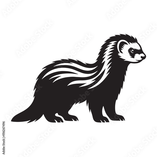 Elegant ferret silhouette for unique media applications - Ferret black vector
