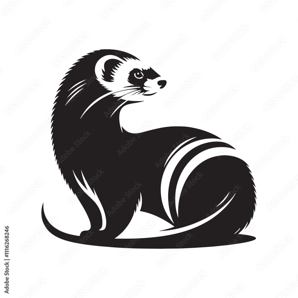 Fototapeta premium Minimalistic ferret silhouette for digital and print uses - Ferret illustration - minimallest ferret vector 