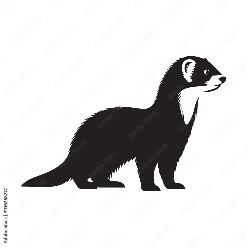 Fototapeta premium Elegant ferret silhouette for modern design needs - Ferret black vector 