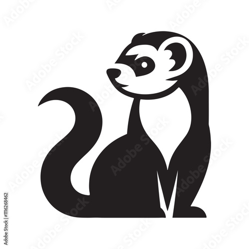 Stylish ferret silhouette for versatile media applications - Ferret illustration - minimallest ferret vector
