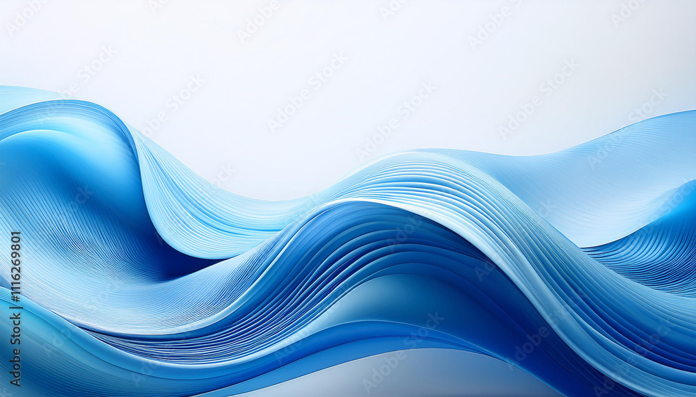 Obraz premium Elegant blue wave pattern on a simple white surface. Premium wave backgroun