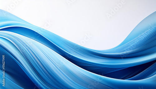 Elegant blue wave pattern on a simple white surface. Premium wave backgroun