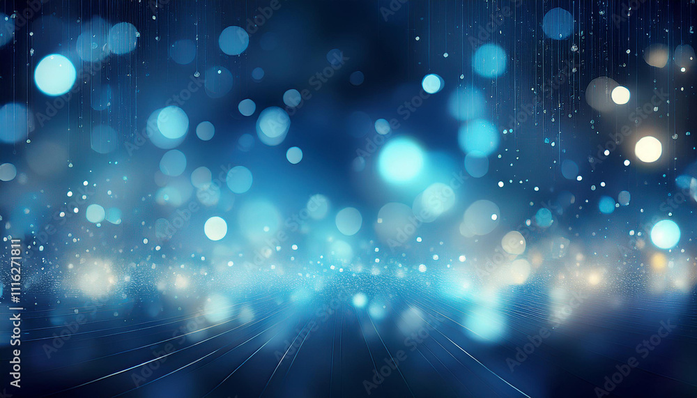 Fototapeta premium Ethereal Blue Bokeh Lights Abstract Background