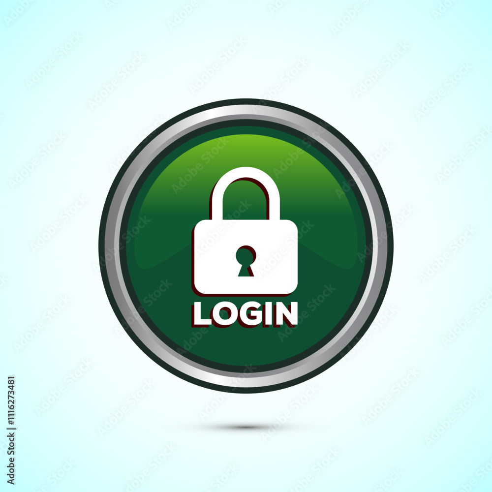 User profile login icon design illustration. Access authentication icon. Green Color Round Button Design User profile login icon design illustration. Access authentication icon. Green Color Round Button Design