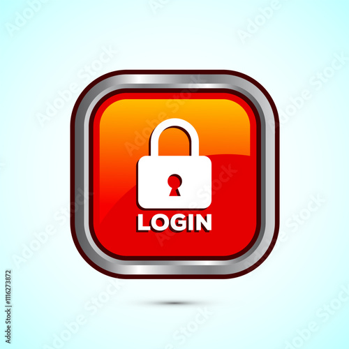 User profile login icon design illustration. Access authentication icon. Orange Color Square Button Design