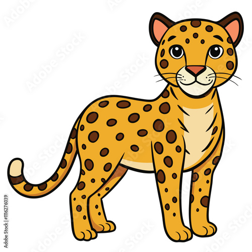 Leopard vector illustration, cartoon clipart character, animal in flat style.