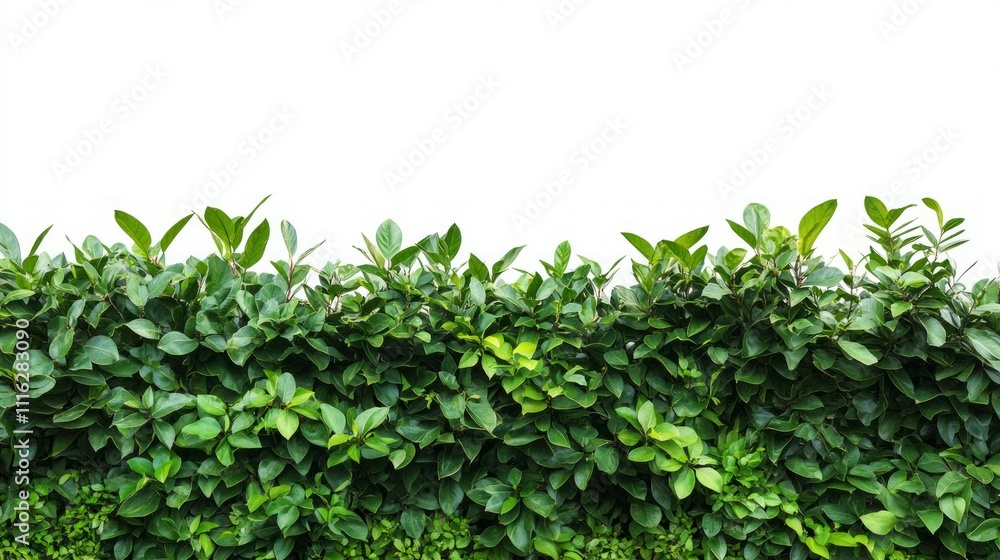 Obraz premium Lush green hedge isolated on white background.