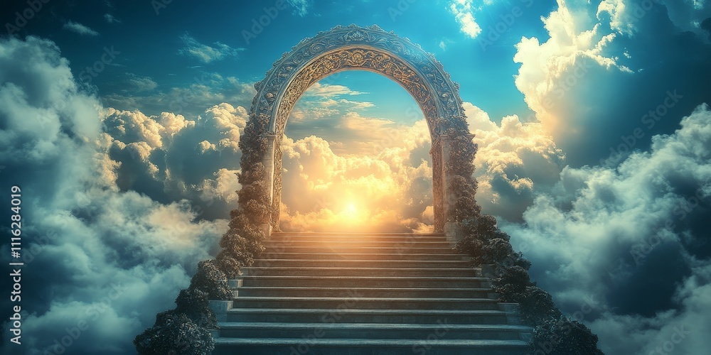 Golden Staircase to Heaven Surrounded by Clouds Golden Staircase to Heaven Surrounded by Clouds
