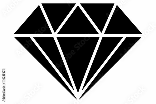 Black silhouette gem crystal diamond stone icon and vector illustration,Diamond icon vector. diamond gems vector icon. photo