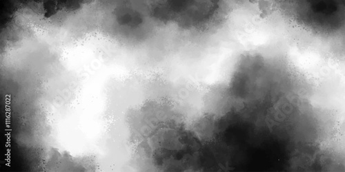 Abstract design with black background and white color smoke fog. Fog and smoky effect artworks design and watercolor. Modern Dark and Dramatic Storm Clouds Area Background