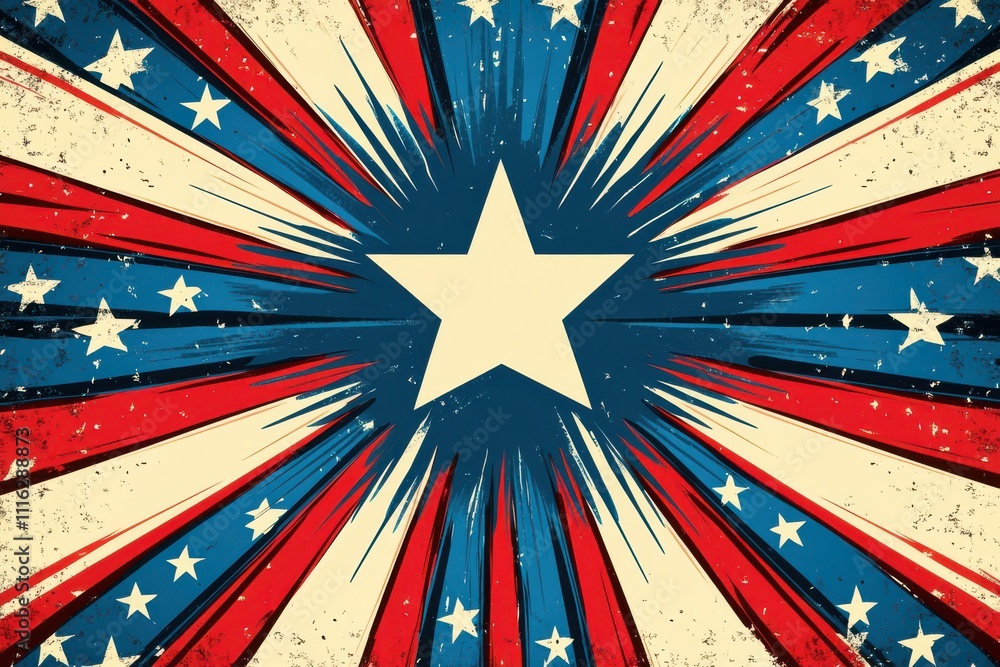 Fototapeta premium American flag color comic book style vector illustration background