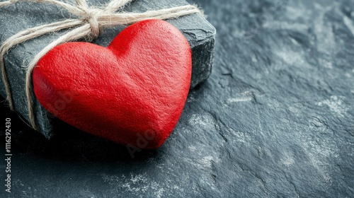 Romantic Red Heart on a Gift Box - Valentine's Day Symbol