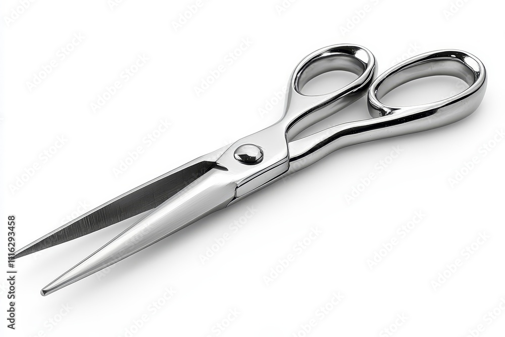 Obraz premium Sleek Silver Scissors: A Close-up View of a Polished Metal Cutting Tool