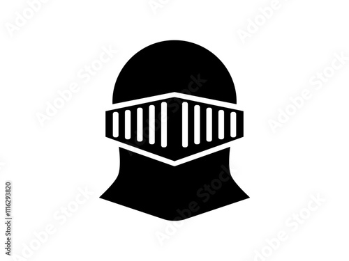 Metallic Crusader Knight Helmet icon flat style pictogram for mobile app ui or ux, vector illustration logo symbol design sign, isolated on white editable