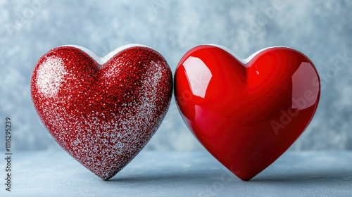 Two Red Hearts Valentine's Day Symbol of Love and Romance