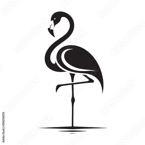 Detailed flamingo silhouette for modern design purposes - Flamingo black vector
