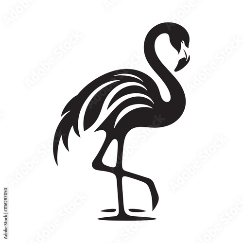 Captivating flamingo silhouette for innovative media uses - Flamingo black vector
