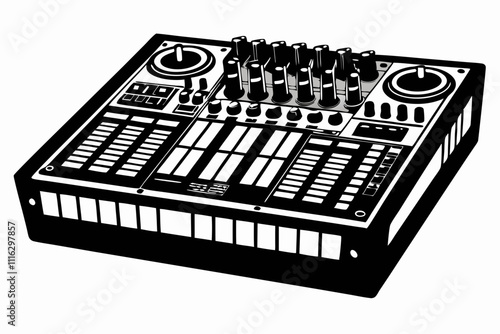 Audio Mixer Silhouette Vector Design on White Background