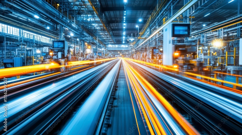 Industrial Factory Production Line Fast Speed Motion Blur Manufacturing Process Automation Industrial Factory Production Line Fast Speed Motion Blur Manufacturing Process Automation