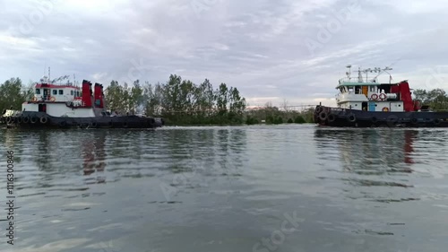 Wallpaper Mural coal ships passing through the estuary Torontodigital.ca