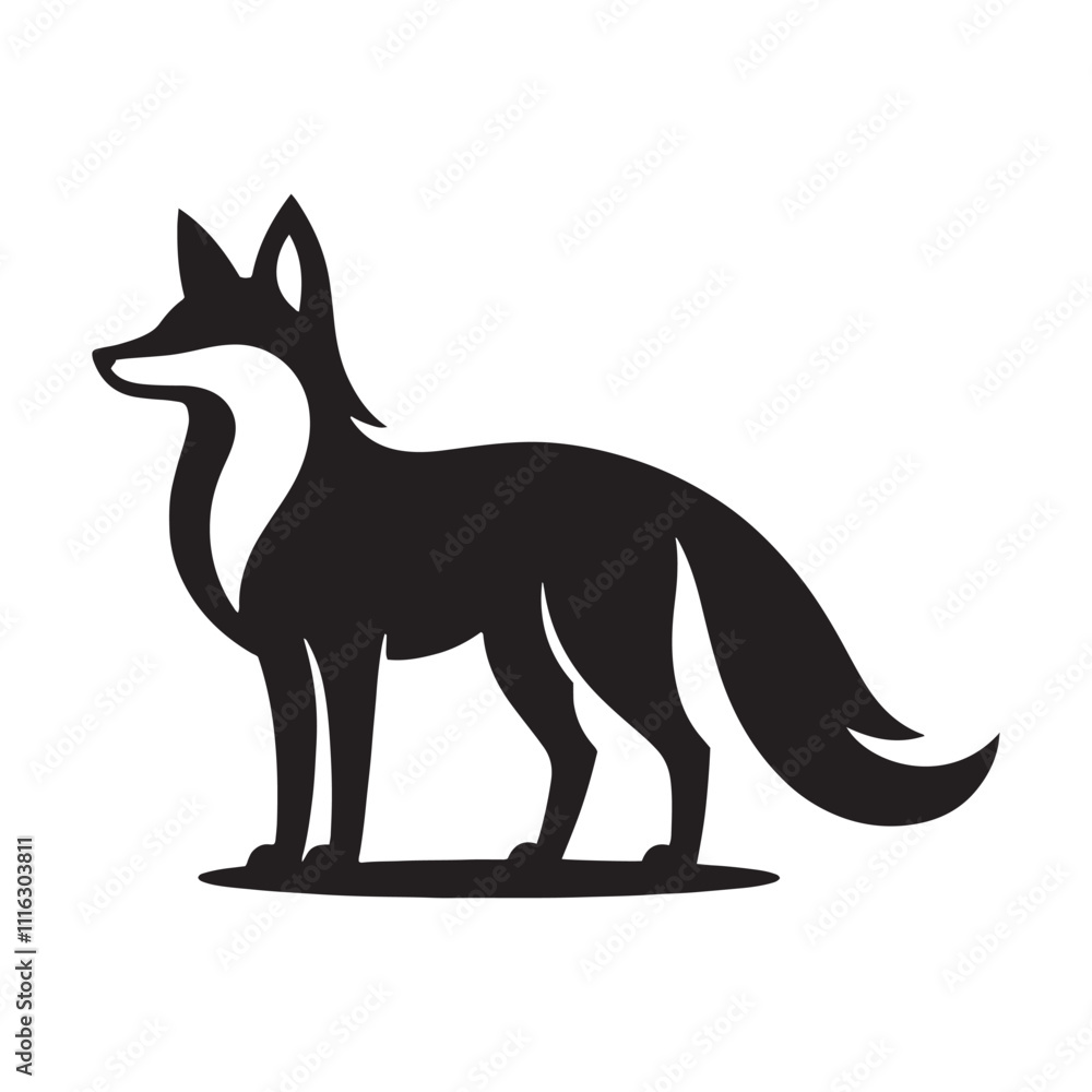 Obraz premium Simplified fox silhouette for versatile design uses - Fox illustration - minimallest fox vector 