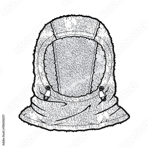 Fleece snood hood vector template technical illustration.