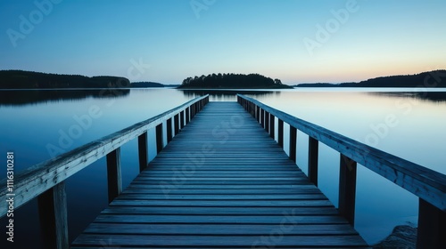 Wallpaper Mural A serene wooden pier extending into calm waters at twilight. Torontodigital.ca