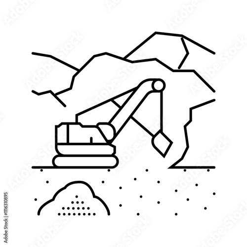 surface mining line icon vector. surface mining sign. isolated contour symbol black illustration