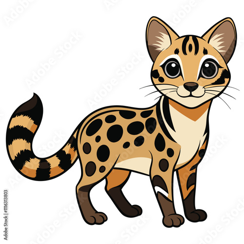 vector Margay flat art illustration white background