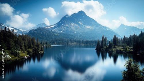 [Inspiring mountain peak reflection moment] Serene Wilderness Reflections: Mountain Lake Landscape Photography.