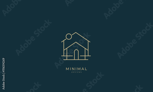 A line art icon logo of a modern house or home / real estate business