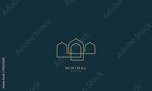 Minimal logo of a islamic mosque , muslims mosque , praying mosque 