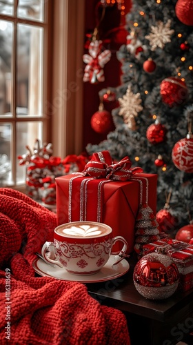 Wallpaper Mural Cozy Christmas morning coffee by the window. Torontodigital.ca