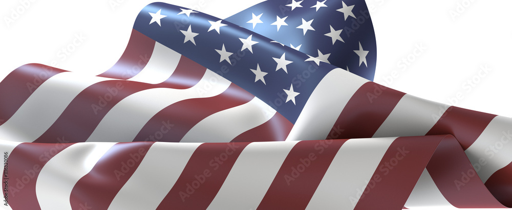 Waving American Flag Isolated on White Background Waving American Flag Isolated on White Background