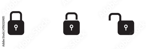 Lock icons set. Locked and unlocked privacy lock symbol set . Vector illustration.Lock icon collection.