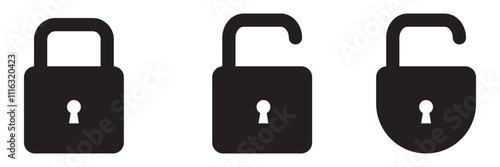 Lock icons set. Locked and unlocked privacy lock symbol set . Vector illustration.Lock icon collection.