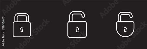 Lock icons set. Locked and unlocked privacy lock symbol set . Vector illustration.Lock icon collection.