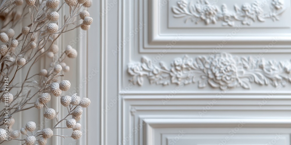 Elegant decorative details enhance the charm of a vintage-inspired interior with delicate floral features Elegant decorative details enhance the charm of a vintage-inspired interior with delicate floral features
